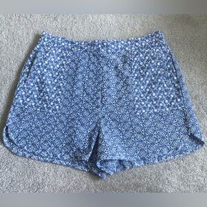Blue and white patterned shorts
